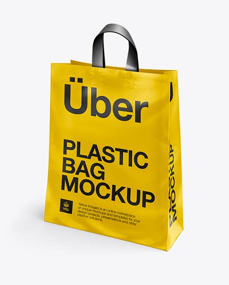 Download Plastic Shopping Bag w/ Loop Handles Mockup - Half Side View